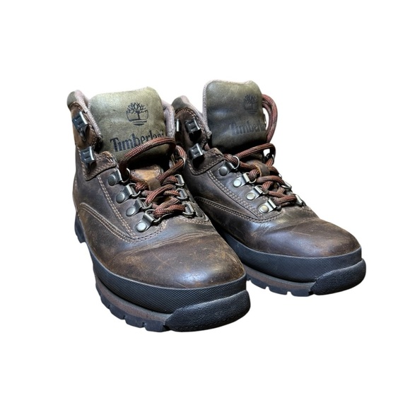 🤎 Timberland Euro Hiker Leather Boots Sz 7 🌲 Brown Trail Outdoor Adventure Boot🤎 - Picture 1 of 6